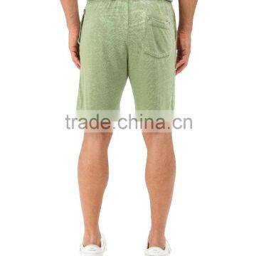 Wholesale Custom Mens Green Beige Burnout Wash Shorts photo-4