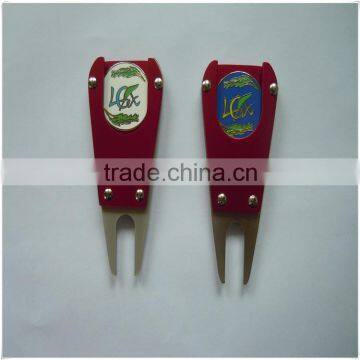 various shape embossed custom logo golf clubk zinc alloy golf divot 1620