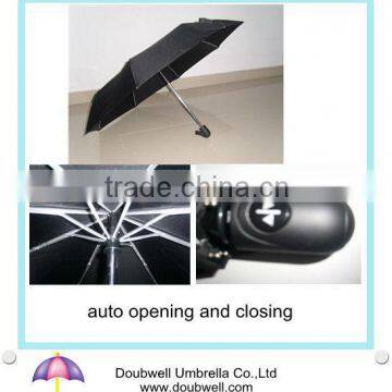 3 foldable automatic open and close umbrella, black umbrella automatic