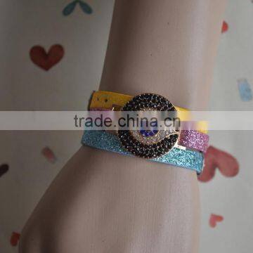 Rhinestone Metal Jewelry Slided DIY Leather Wrist Bands Bracelet
