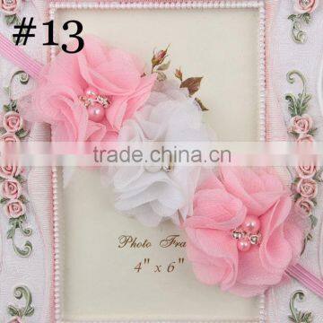 Cute Girl Princess Headbands Baby Girl Flowers Cotton Elastic Headband Kids Handmake Pearls Flower Headband for Girls photo-3