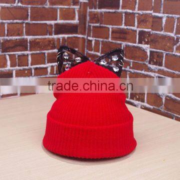 Hot Selling Super Star Rihanna Same Style Lace Cat Ear With Jewelry Embroidery Ladies Hat