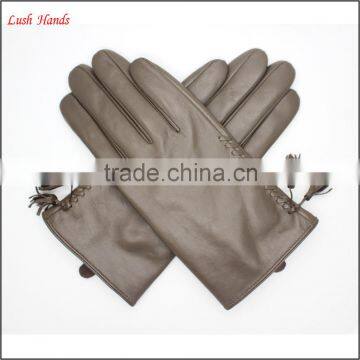 Grey Sheep Leather Touch Screen Women Leather Gloves Tasseled Gloves Fashion Elements