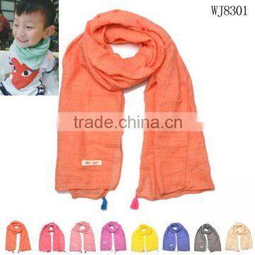 Wholesale Fashion Classic Tassel Style Kids Boys Girls Cotton Solid Plain Scarf