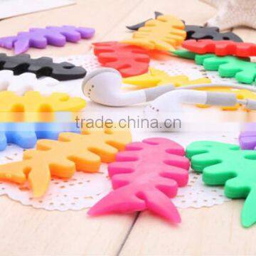 Fashion Cute Silicone Cable Winder Earphone Cord Winder Fish Bone Cable Winder photo-2