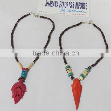 Bone Horn Pendant Feather Hook Jewelry