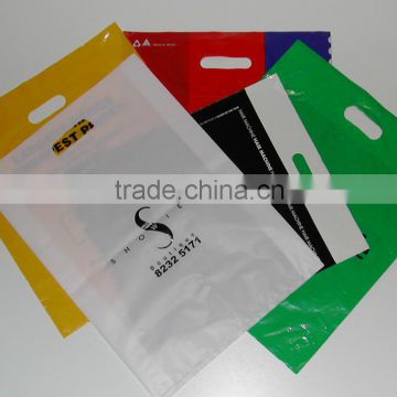 Custom Printed Promotional Eco-Friendly advertising material Plastic Bag with Die Cut Handle