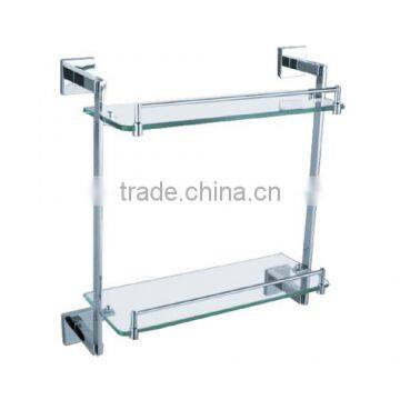 Bathroom double layer glass shelf high quality top selling