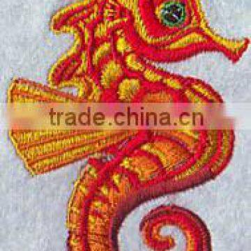 beautiful embroidery seahorse badge patch design