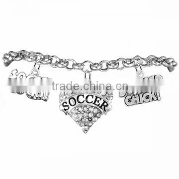 "Soccer" Heart Shaped Charm Bracelet