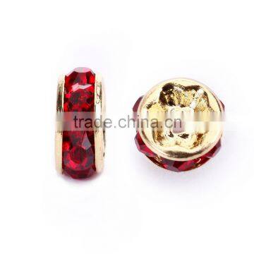 Gold Plated Light Siam Color #227 Rhinestone Jewelry Rondelle Spacer Beads Variation Color and Size 4mm/6mm/8mm/10mm photo-2