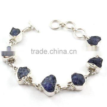 925 silver bracelet natural rough stone jewelry tanzanite jewelry Fashion jewelry