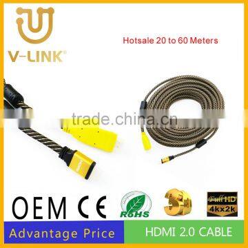 Gold palted hdmi cable , 2.0 hdmi cable with nylon briad , 30m hdmi cable with ethernet for moniter