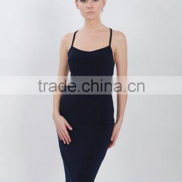 2015 New Design Sexy Spaghetti Strap Backless Black Midi Bodycon Dress photo-6