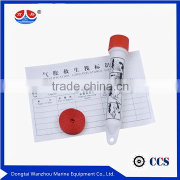 Inflatable Life Raft Identification Tube with Rope