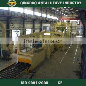 Roller conveyor type shot blasting cleaning machine for steel plate