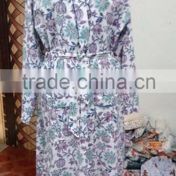 Indian Cotton Hand Block printed Kimono Women Long Bathrobe manufacturer