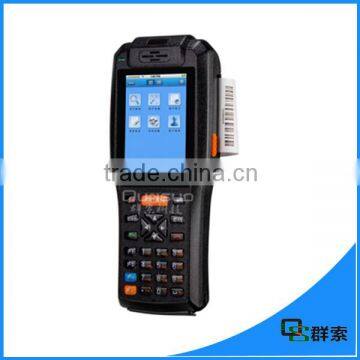 3G Rugged handheld android barcode scanner terminal with printer,fingerprint,IC card reader