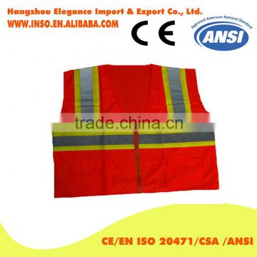 High Quality Green Blue Safety Vest Zipper Closure