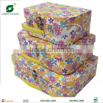 NICE PRINTTING GIFT PAPER SUITCASE BOX WITH METAL LOCK