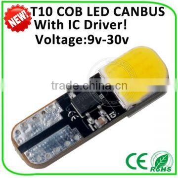 12v 24v W/B/R/Y/G availableT10 COB canbus car cob led canbus t10 led