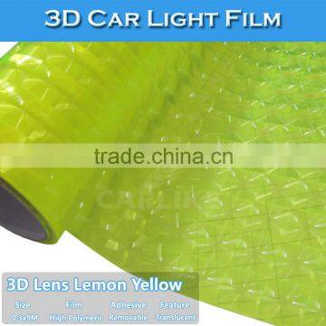 PVC Material 3D Fluorescent Yellow 0.3x10m Car Headlight Film Color Change Sticker photo-2