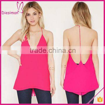 Solid color strap T back cami latest fashion long top design