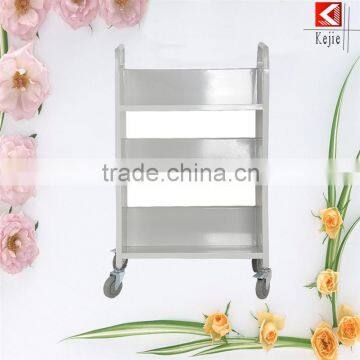 New design metal book cart stainless steel trolley hand cart with great price