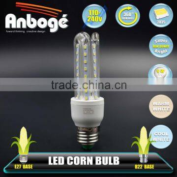 Wide beam angle led corn lamp, 2U 3U 4U shape led bulb light, aluminum + plastic housing energy saving corn lamp