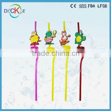 plastic drinking straw with cartoon statue for promotion