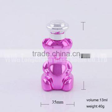 Bear Shape Clear Essentional Oil Glass Bottle 13ml with Silver Metal Cap