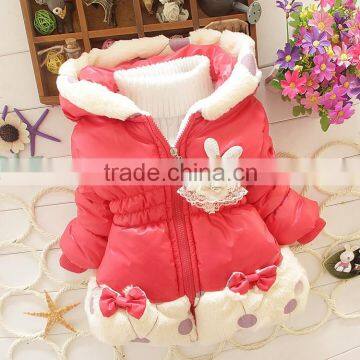 2015 hot sale new arrivals baby girl cute rabbit winter coat