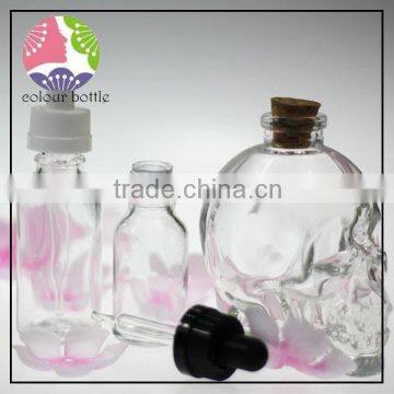 trade assuranc 30ml Skull Shape Glass dropper bottle For e-juice With Child Proof or child&tamper dropper