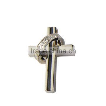 Cross-Shaped Pendant With a Ring HMC Design P0394 High Polished Stainless Steel Enamel Pendant