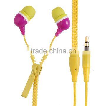 guangdong factory 3.5mm jack plug zipper metal earphone