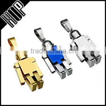 Best selling high quality 3d stainless steel gold robot pendant