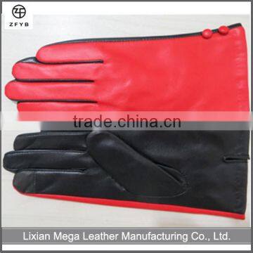 Fashion ladies leather gloves with genuine sheepskin