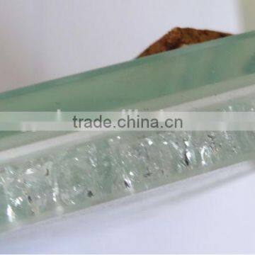 With Milky White Film 5mm and 5mm Crack Ice Tempered Laminated Glass