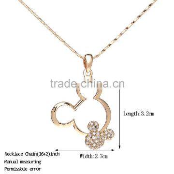 Cartoon Animal Designs Pendant 18k White/Yellow Gold Plated Austrian Crystal Rhinestone Alloy Chain Statement Necklace photo-2