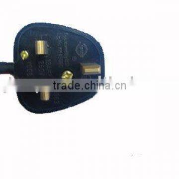 UK power cord cable assembly BSI approval British type mains lead fused plug