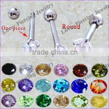 Wholesale Round Zircon High Polish Stainless Steel Ear Tragus Barbells Ear Studs [ET-101]