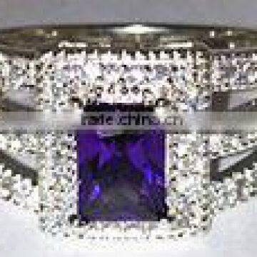 3 Links China 925 Sterling Finger Rings Amethyst jewelry SC041