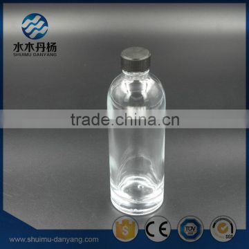 200ml round clear glass drinking bottle with lid