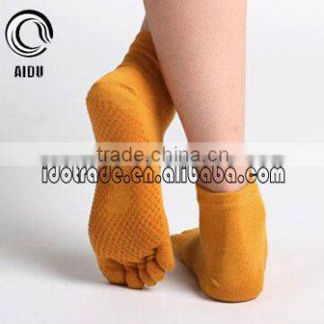 Sexy Hot Teen Girl Custom Made Socks Yellow Anti Slip Yoga Pilates Toe Socks