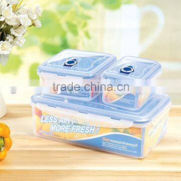 3 pcs rectangular plastic food container lunch box