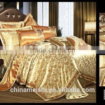 Quality guaranteed royal golden rayon silk jacquard bedding set