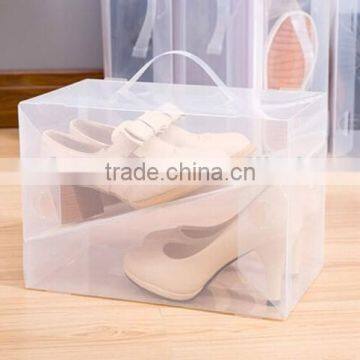 clear bistratal plastic shoe box , stackable shoe storage box