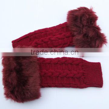 Ladies Fingerless Gloves Winter Arm Warmer Glove Faux Fur Mittens