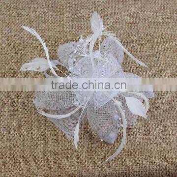 2015 Vintage Lady Feather Sinamay Fascinator Hair Clip Hats for Various Party photo-3