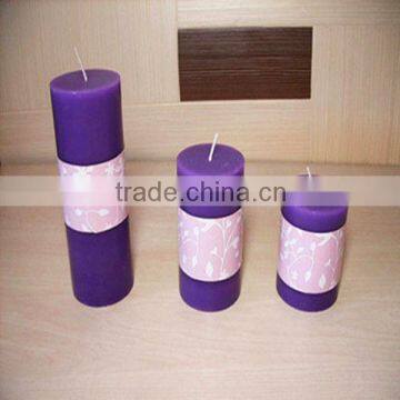 violet pillar color flame wax candle